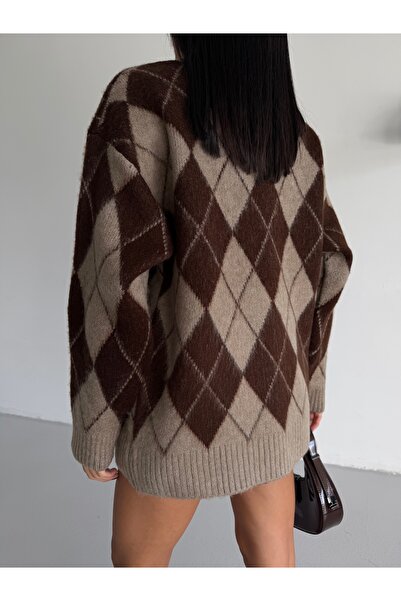 Lamierra Baklava Pattern Soft Women's Knitwear Cardigan