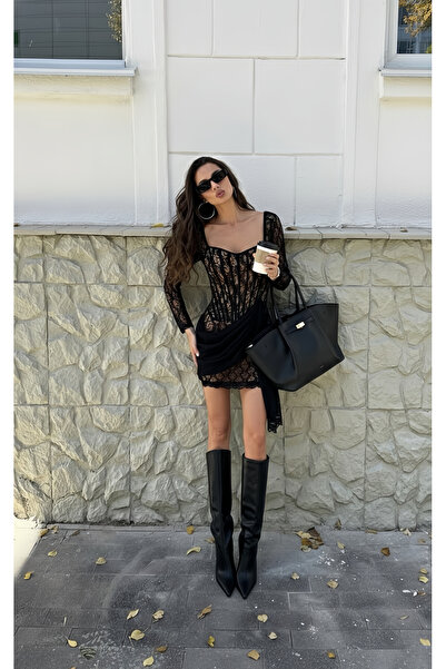 Friday Mood Γυναικείο Μίνι Φόρεμα με Δαντελένια Λεπτομέρεια Ζώνης