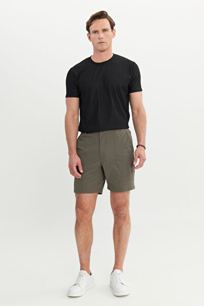 ALTINYILDIZ CLASSICS Men's Khaki 360 All-Direction Stretch Slim Fit Slim Fit Flexible Shorts with Side Pockets