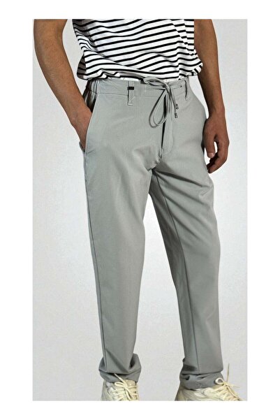 OneDay Men's Stretch Cotton Pants – Gray – Elastic Waist with Drawstring