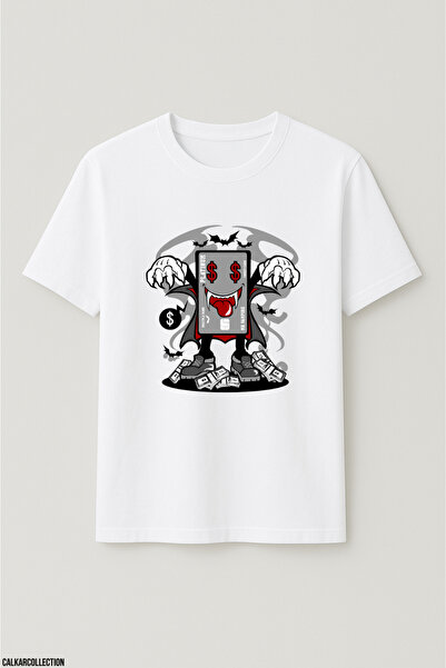 CALKARCOLLECTION تي شيرت للجنسين قصة فضفاضة فامبير كريديت كارت
