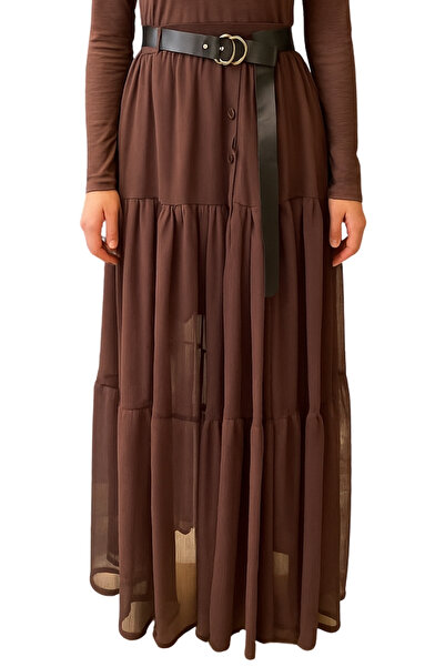 Qualia Butik تنورة نسائية صغيرة مبطنة بأزرار من التول