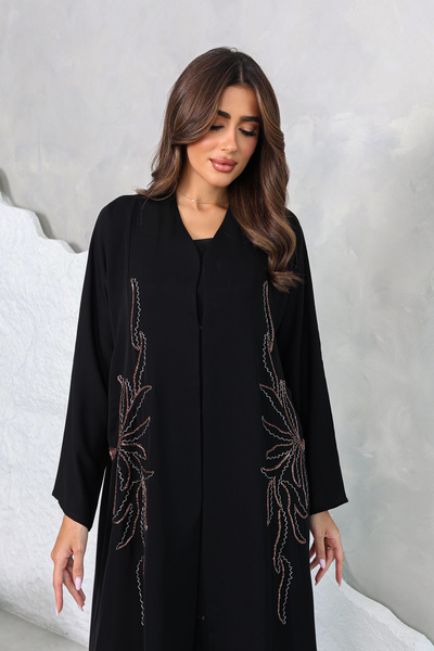 SAI ABAYA عباية نيدا كورية فاخرة سوداء مزينة بالخرز