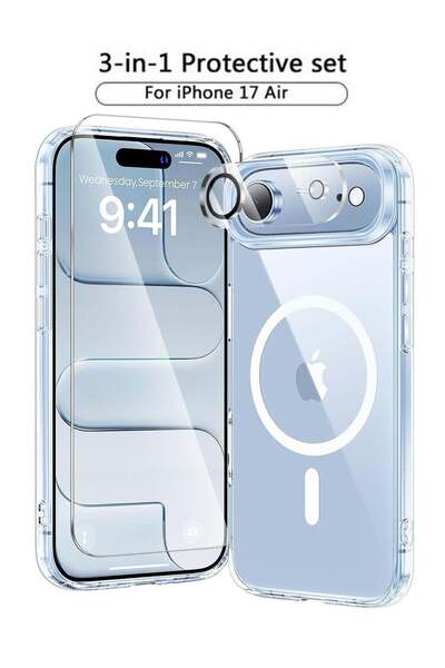 BESTONE مجموعة حماية الهواء 3 في 1 لجهاز iPhone 17 من QIRG - جراب شفاف مقاوم ...