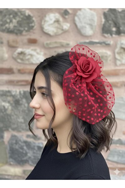 Fiyonks Atölye Polka Dot Tulle Hair Accessory, Ceremony, Wedding, Party, Hair Accessory