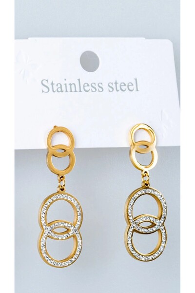 AGB أقراط دائرية بتصميم حلقة داخل حلقة مزينة بالأحجار (زوج واحد)