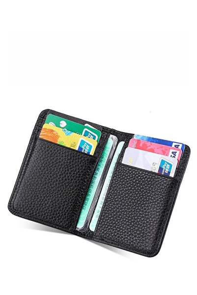 Generic Men Small Wallet Mini Purse Bifold Slim Card Case Holder Zipper Coin Pocket-Black