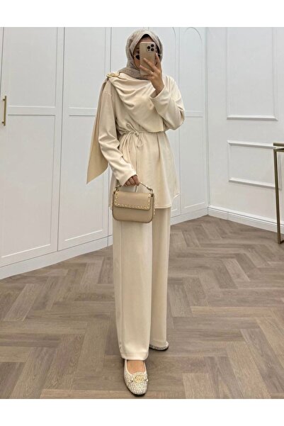 Butik ayarlanabilir şal detaylı ikili takım