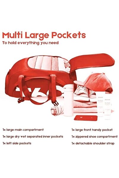 Sport Multifunctional Bag with Shoe Compartment, 45x23x25 cm, Waterproof