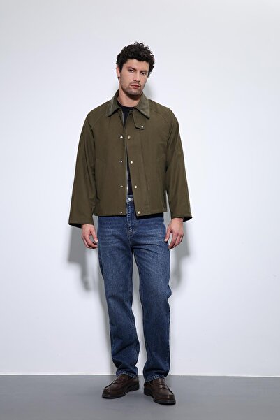 Antioch Khaki Contrast Collar Men's Jacket