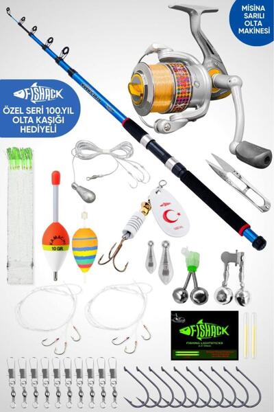 Fishack 35 Parça Tam Takım Olta Seti - 300cm Kamış 30-60GR / 30'luk Makine (M...