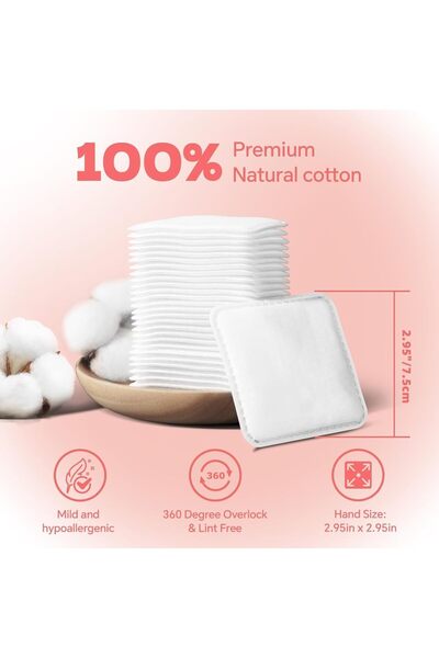 Generic Mikoz Square Face Cotton Pads, 60 Count, 3-Layer Thin Makeup Remover Pads (Green)