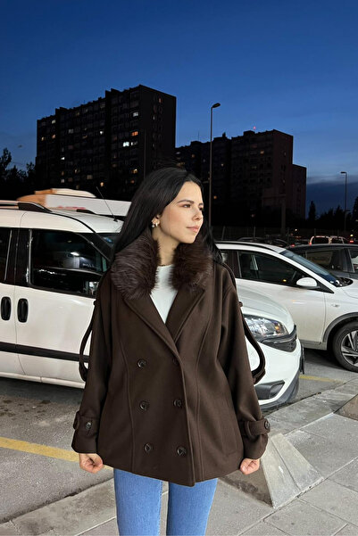 thesunfyre Γυναικείο μπουφάν με γούνινο γιακά και τσέπες