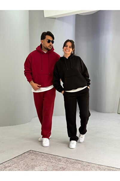 Baycombine35 Sevgili Kombini - 3 İplik Ş Fleece-Lined Tracksuit Set, Set of 4