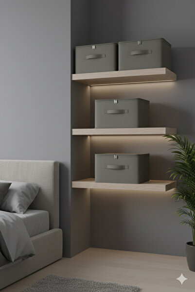 HomyJRs Large Size Smoked Color Storage and Organization Box with 4 Backed Compartments - Foldable with Zipper