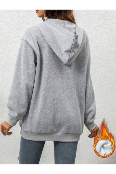 Vestiti Zippered Oversized Pocket Winter Hooded Cardigan