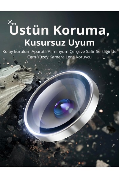 HYPERSOFT iPhone 15 Pro Max (6.7 Inch) Compatible Easy Installation Sapphire Camera Lens Protector with Attachment Tool