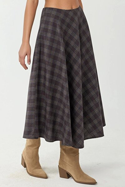 Hiccup A-Line Plaid Long Skirt
