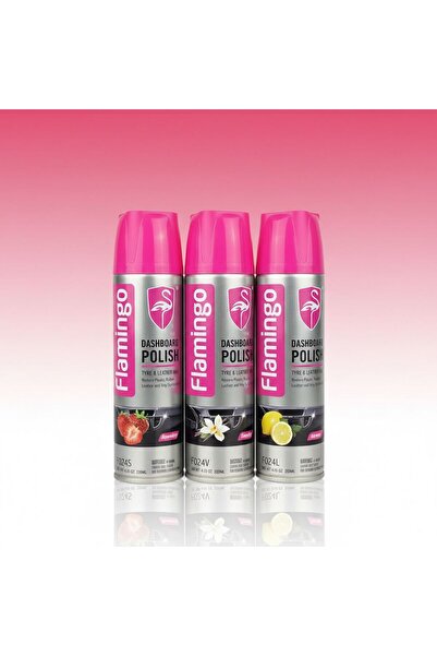Flamingo Flamingo Dashboard Polish Spray – 3 Scents Pack (Lemon + Strawberry + Vanilla) 220ml x 3. Shine and protect your car's interior.