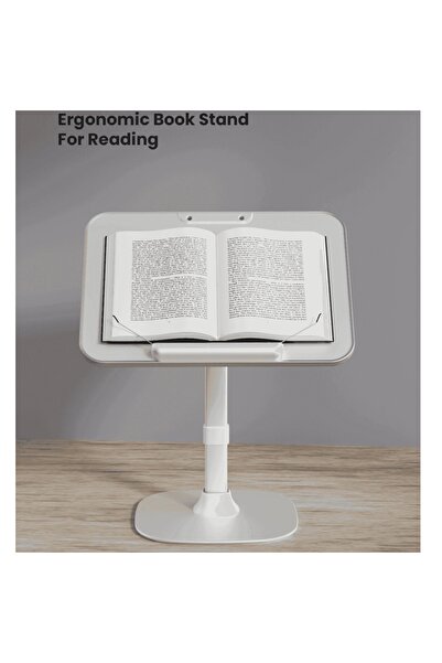 MOXEDO Multi Functional Laptop Stand Adjustable Height Angle Ergonomic Book Holder Desk Riser White