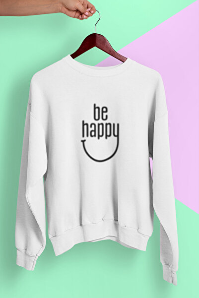 MG Be Happy Printed Cotton Long Sleeve 3 Thread Sha Fleece-Lined Nisex Sweats...