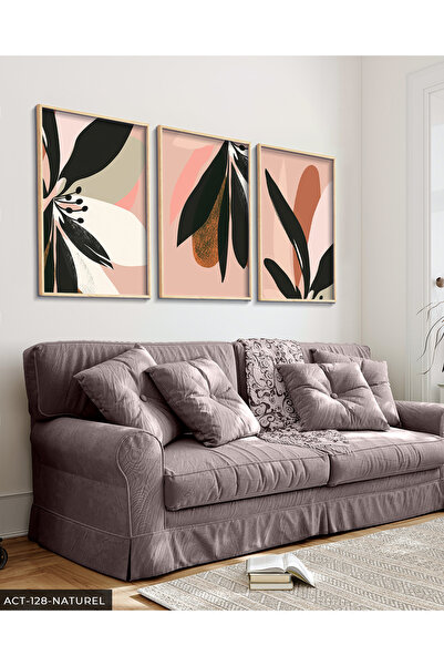 Evinemoda Crna latica cveta na ružičastom pozadini, slika u drvenom okviru od...