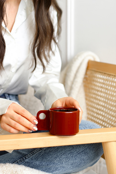 SİNEM YAMAN HOME BORDO EL YAPIMI SERAMİK 200 ML MUG / EL YAPIMI SERAMİK KUPA MUG