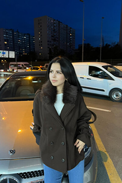 thesunfyre Γυναικείο μπουφάν με γούνινο γιακά και τσέπες