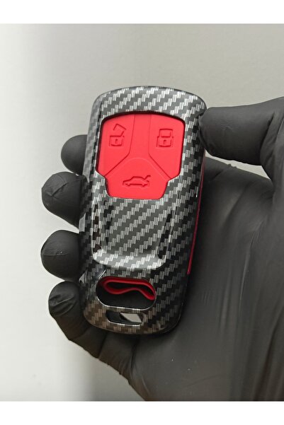 Mavi Keys Pentru Audi Smart New B9 A4 A5 Q5 Q7, cu 3 butoane, din fibră de carbon, husă de protecție pentru chei, cheie roșie