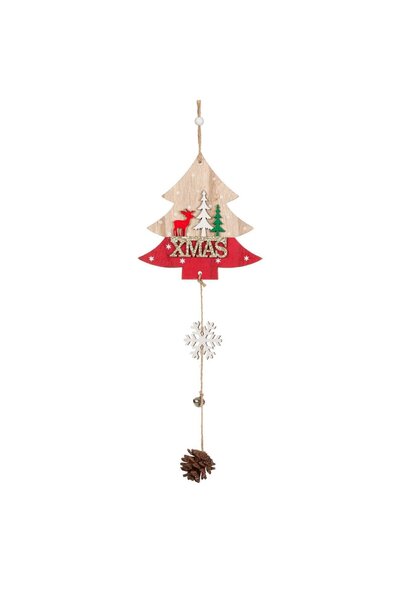 OEM Decoratiune de Craciun Suspendabila din Lemn Brad Con Fulg 44cm