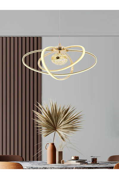 IŞILAY AYDINLATMA Seher Sarı Kaplama Toplu 3'lü Sarkıt (3renk Işık) Modern Le...