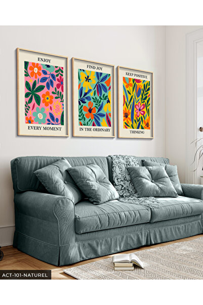 Evinemoda Botanički poster, 3 delna drvena ukrštena slika