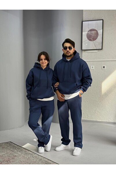 Baycombine35 Sevgili Kombini - 3 İplik Ş Fleece-Lined Tracksuit Set, Set of 4