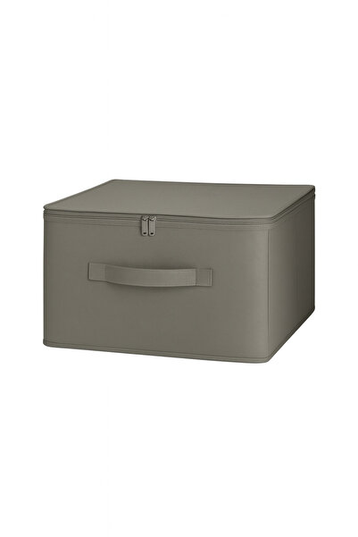 HomyJRs Large Size Smoked Color Storage and Organization Box with 4 Backed Compartments - Foldable with Zipper