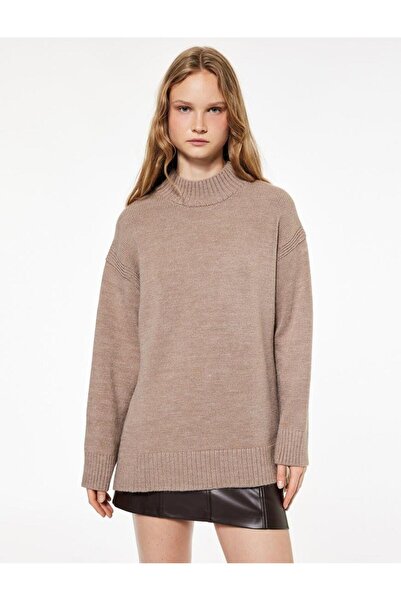 Koton Μακρυμάνικο ψηλός λαιμός Πλεκτό Τούνικ με λεπτομέρεια σχισμής oversized (AW 25)