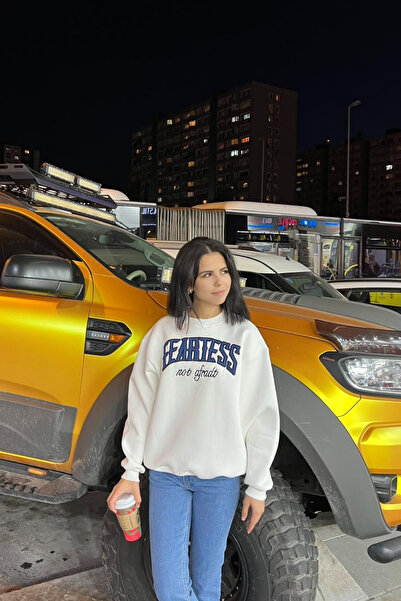 thesunfyre Women's Crew Neck Denim Printed Oversized Sweatshirt