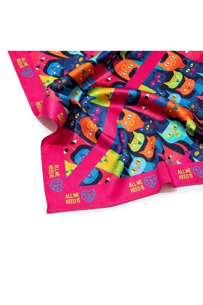 All We Need Is Pets Cats’n Power Pink Silk Bandana for Cats and Pet Lovers