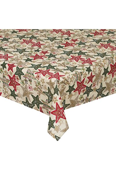 OEM Christmas Tablecloth Ecru Stars 240x140cm