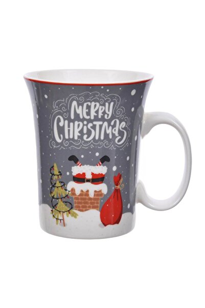 OEM New Bone Gray Christmas Mug Santa Claus Snowman Sack "Merry Christmas" 310ml