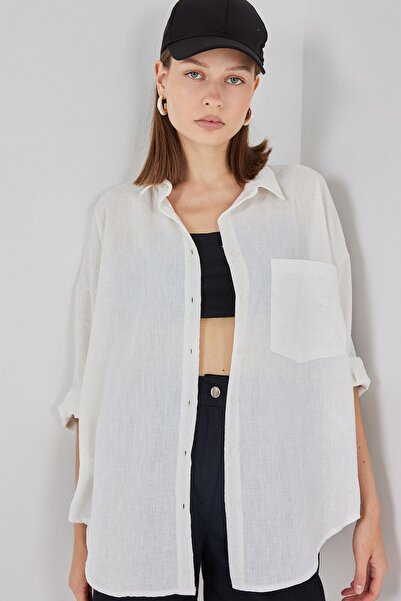 Hiccup Bdart Basic Shirt with Pocket Detail in Linen Blend