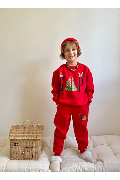 Jolly Kids Boy's New Year's Sweatshirt Winter Fleece-Lined Sets