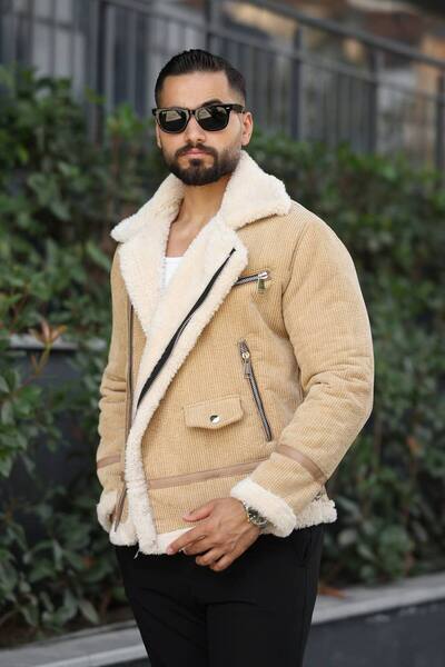 Kawimoda Trendy Velvet Biker Coat with Fur Inside - Matches Casual and Special Outfits