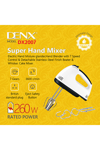 Denx 7-speed 260W hand blender with a comfortable handle that fits perfectly in the palm of your hand DX2007