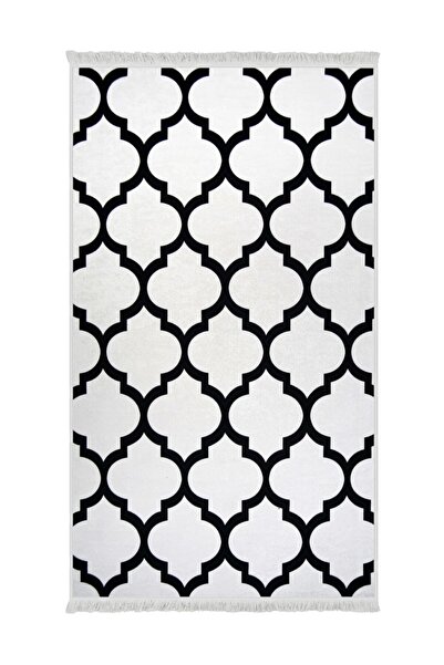 Dijidekor Digital Fringed Carpet Modern Designed White Color Erasable 60X150