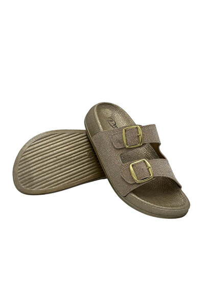 Pienn Anatomical Flexible Comfortable Silvery Printed Two Buckle Women's Slippers