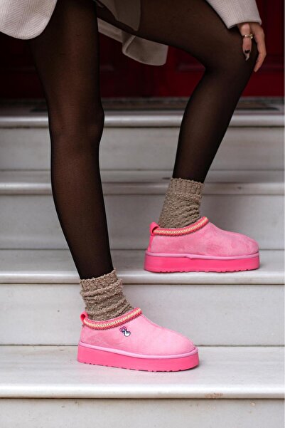 Yula Fashion Shoes Sabo Kadın Çift Renk Hafif Taban Finger Nakış Detaylı Kadın Yeni Sezon İçi Kürklü Terlik