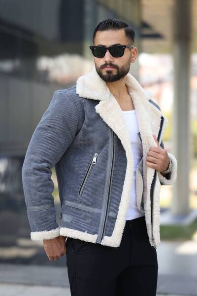 Kawimoda Trendy Velvet Biker Coat with Fur Inside - Matches Casual and Special Outfits