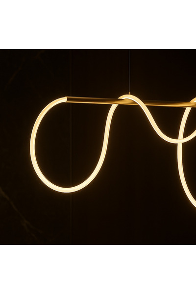 ALC-Shop Lustra LED DIVINO Auriu 96W cu Tub Silicon Flexibil, 150cm – Lumina Reglabila 3000K/4000K/6000K