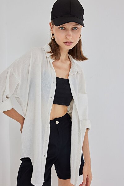 Hiccup Bdart Basic Shirt with Pocket Detail in Linen Blend