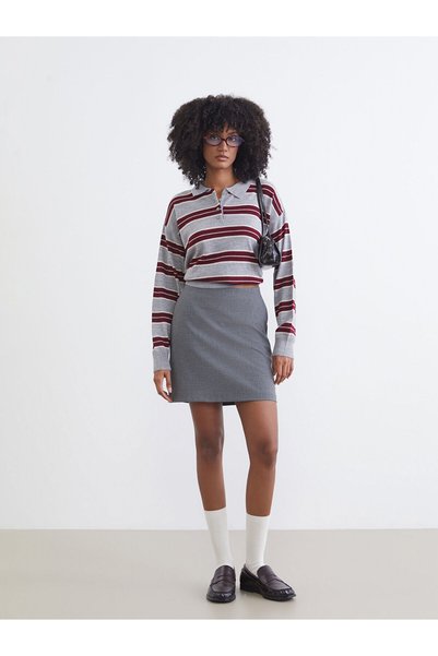 LC Waikiki Peak New Season Polo Guler Striped supradimensionat Pulover tricot pentru femei